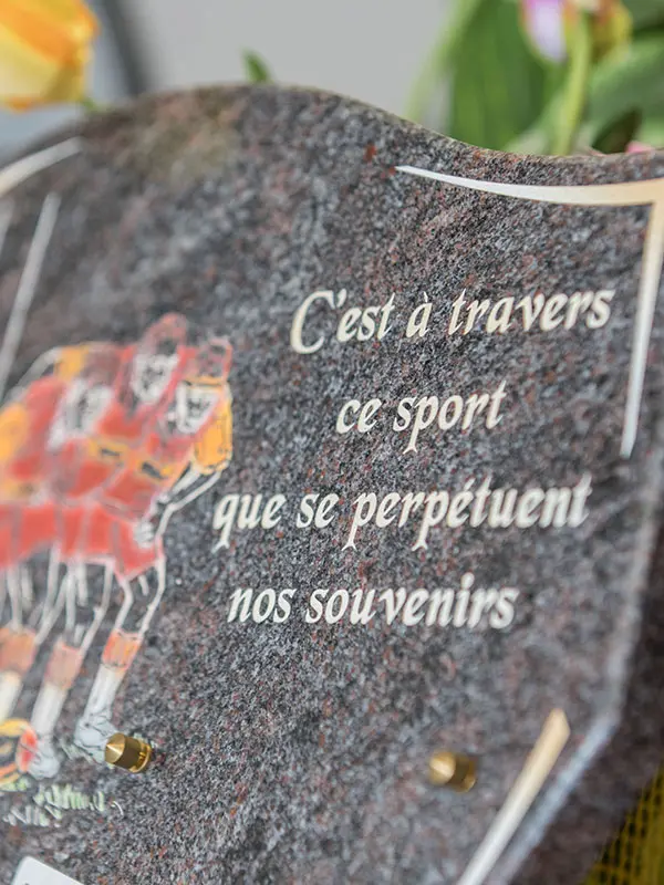 Plaque funeraire personnalisee sport equipe